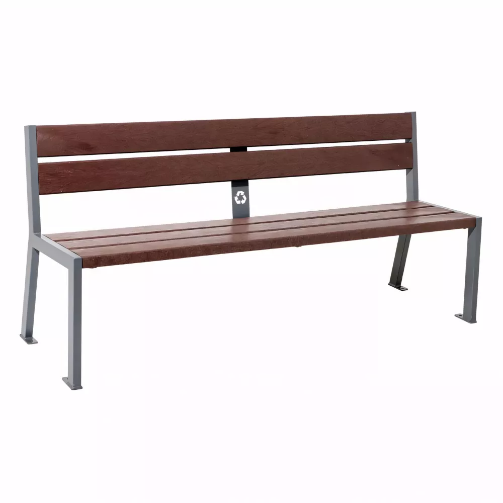 Banc plastique recyclé et acier Silaos® 5 lames PROCITY