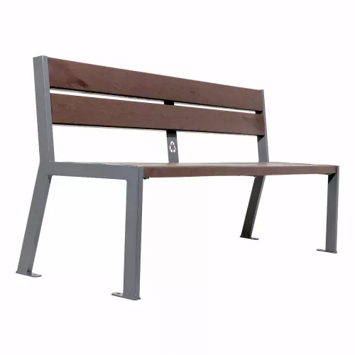 Banc plastique recyclé et acier Silaos® 5 lames PROCITY