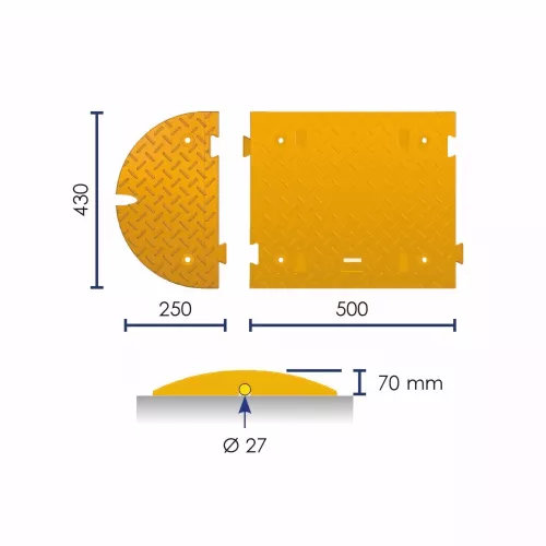 Ralentisseur modulable à LED, 50 cm, caoutchouc