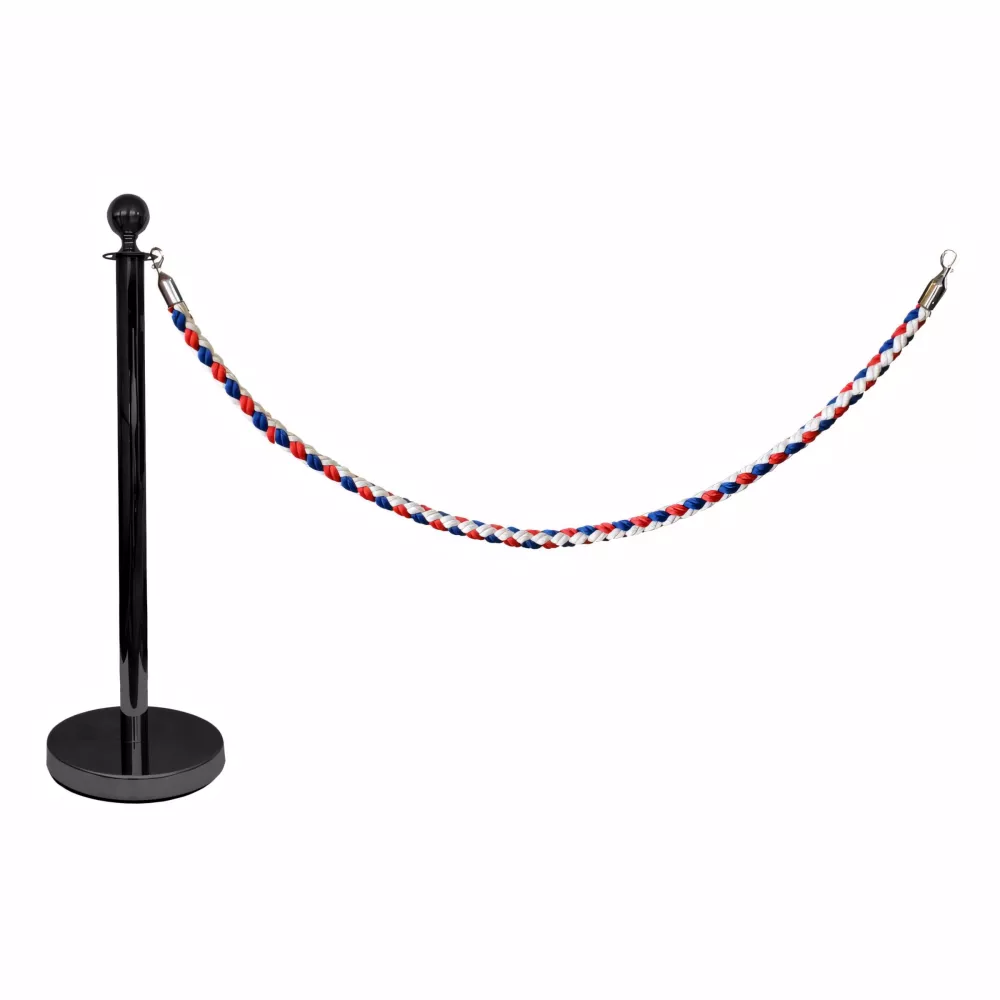 Extension poteau acier noir avec corde tricolore 2m