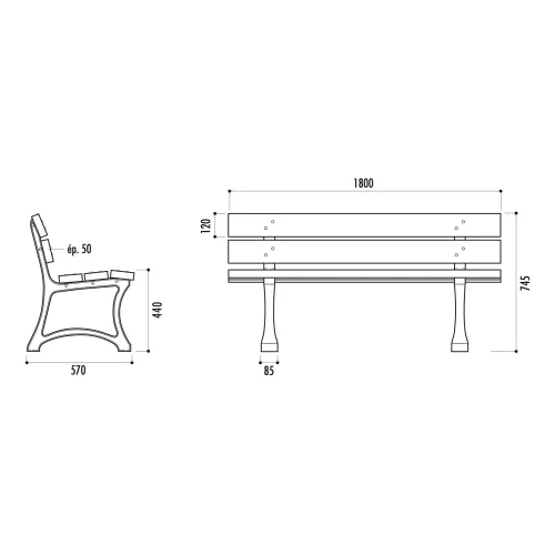 Banc EDIMBOURG lames en plastiique 100 % recyclées