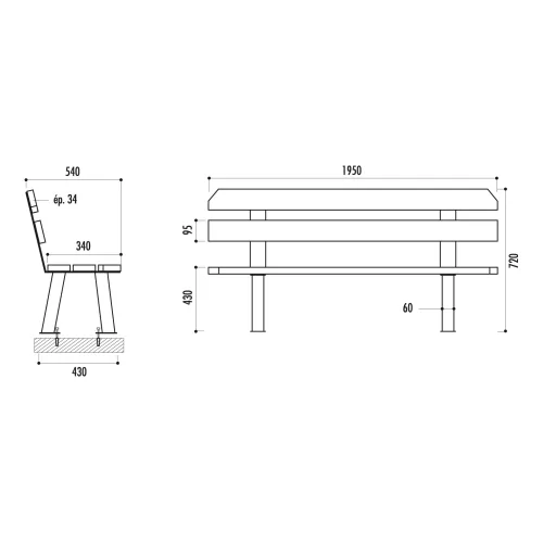 Banc SEATTLE lames en pin traité ou bois exotique