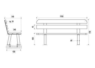 Banc SEATTLE lames en pin traité ou bois exotique