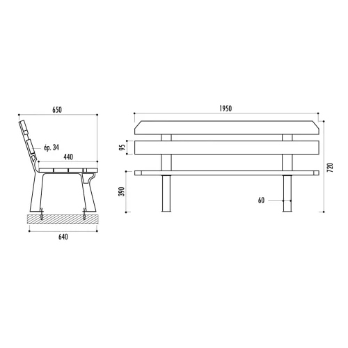 Banc CHICAGO  lames en pin traité ou bois exotique