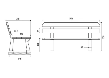 Banc CHICAGO  lames en pin traité ou bois exotique