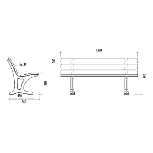 Banc SEVILLE lames en bois exotique