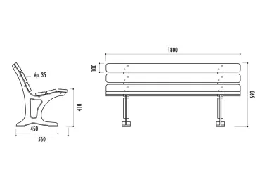 Banc SEVILLE lames en bois exotique