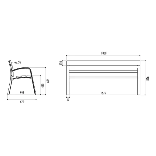 Banc MODO lames en pin traité