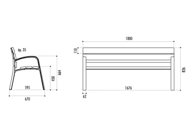 Banc MODO lames en pin traité