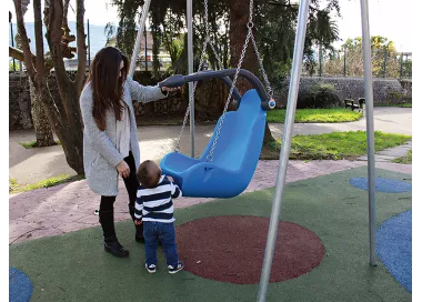 Balançoire inclusive 3 sièges en acier galvanisé