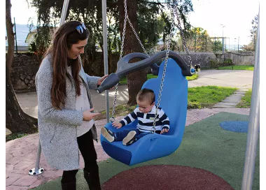 Balançoire inclusive 3 sièges en acier galvanisé