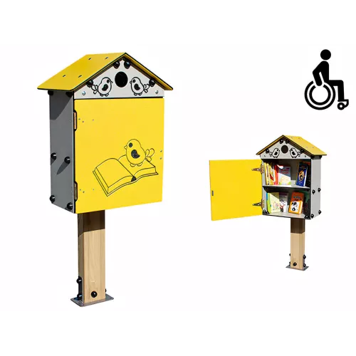 Cabane à livres inclusive en bois traité