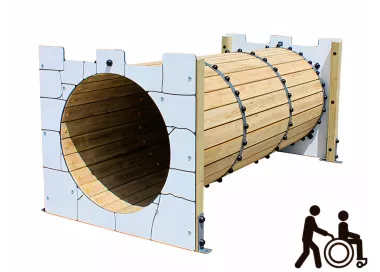 Tunnel château inclusif en bois pour enfants