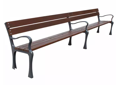 Banc long Arnía avec appui-bras en fonte et bois tropical