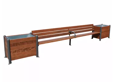 Jardinière-banc long Plus en bois tropical