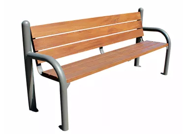 Banc en bois tropical piètement acier