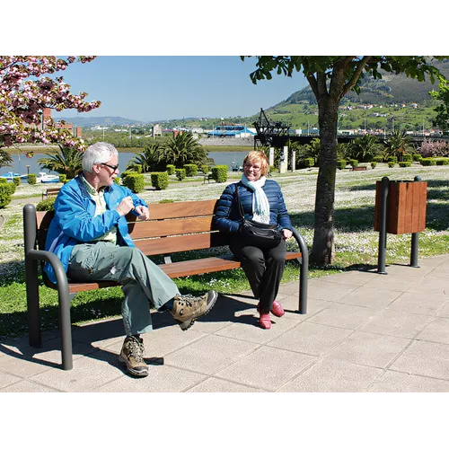 Banc en bois tropical piètement acier