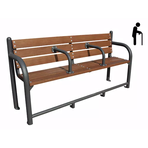 Banc senior ergonomique avec accoudoirs courbes