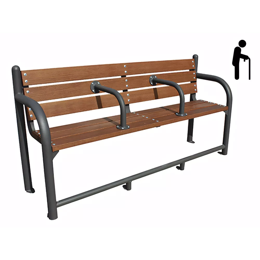 Banc senior ergonomique avec accoudoirs courbes