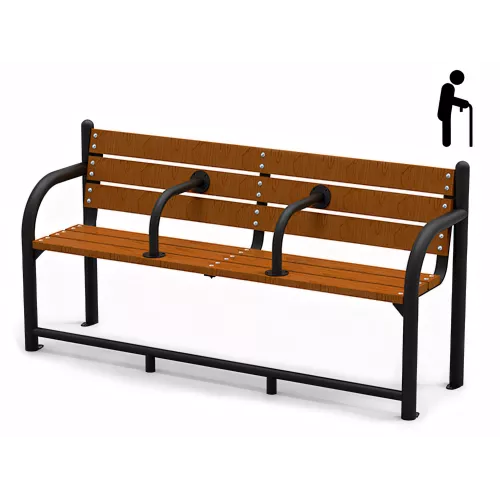 Banc senior ergonomique avec accoudoirs courbes