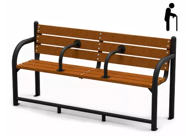 Banc senior ergonomique avec accoudoirs courbes