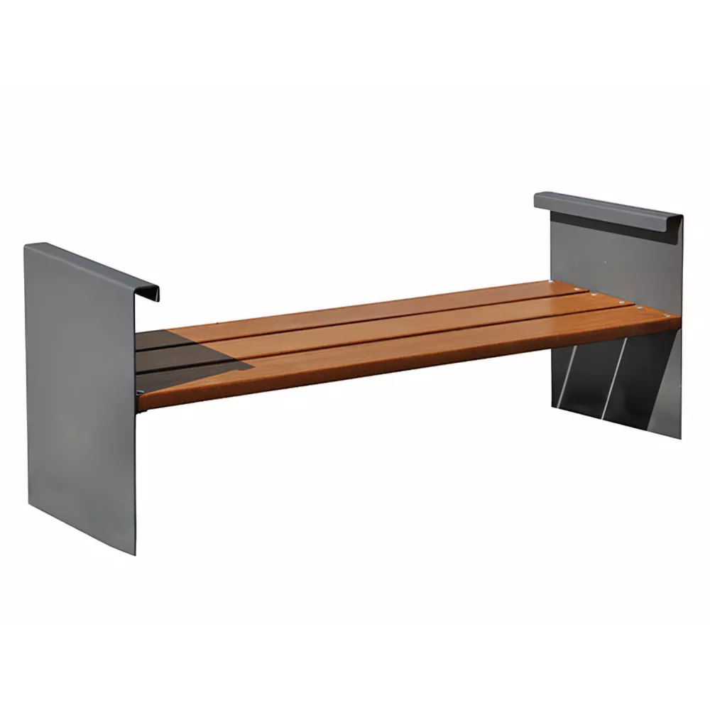 Banc Accua en acier noir et bois