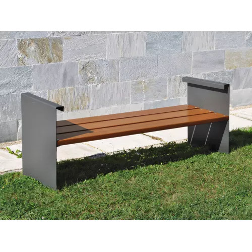 Banc Accua en acier noir et bois