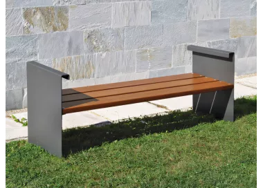 Banc Accua en acier noir et bois