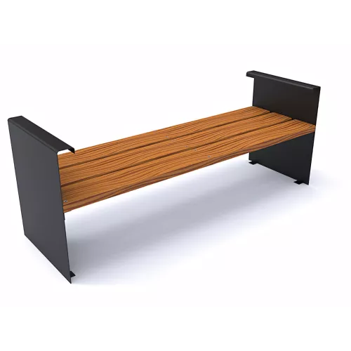 Banc Accua en acier noir et bois