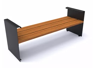 Banc Accua en acier noir et bois