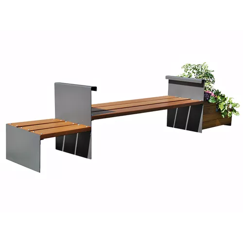 Banc-jardinière Accua en acier noir et bois