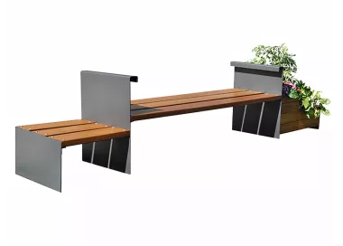 Banc-jardinière Accua en acier noir et bois