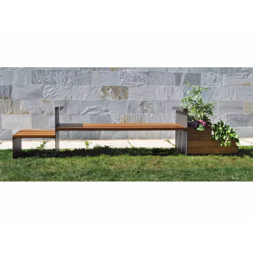 Banc-jardinière Accua en acier noir et bois