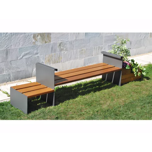 Banc-jardinière Accua en acier noir et bois