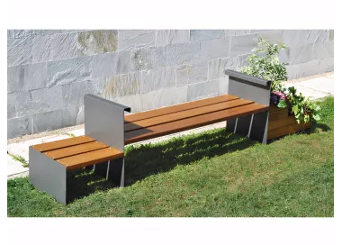 Banc-jardinière Accua en acier noir et bois