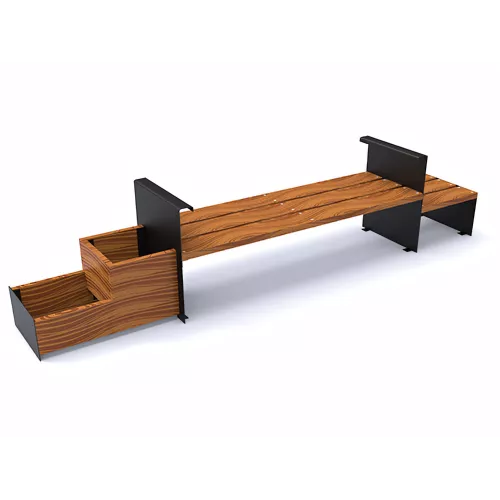 Banc-jardinière Accua en acier noir et bois