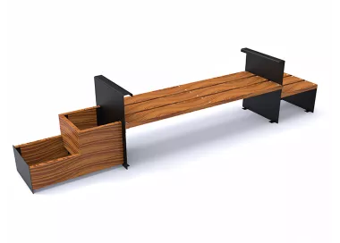 Banc-jardinière Accua en acier noir et bois