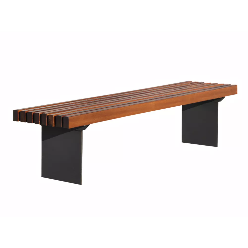 Banc Aila acier noir et bois tropical