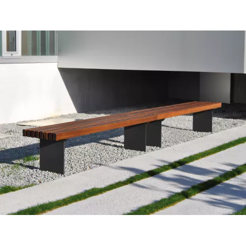 Banc Aila acier noir et bois tropical