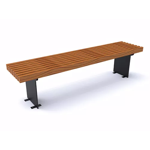 Banc Aila acier noir et bois tropical