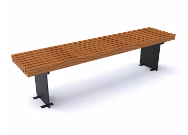 Banc Aila acier noir et bois tropical