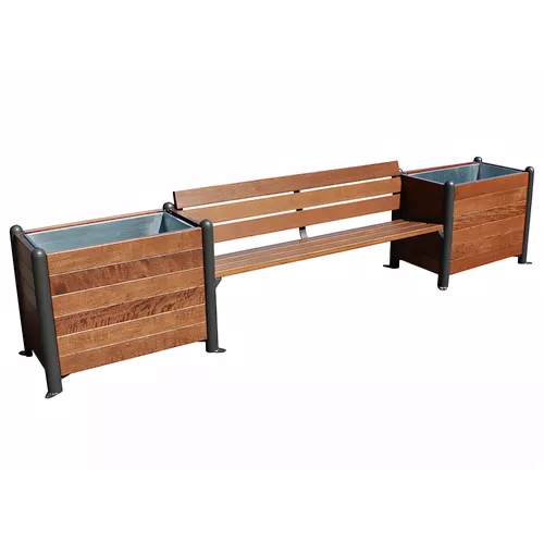 Jardinière-banc plus en bois tropical 380 cm