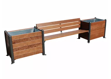 Jardinière-banc plus en bois tropical 380 cm