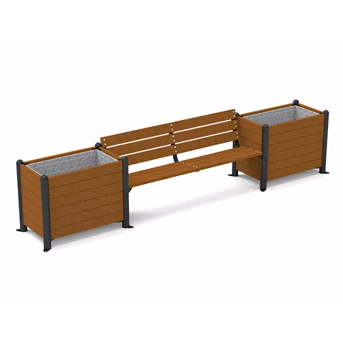 Jardinière-banc plus en bois tropical 380 cm