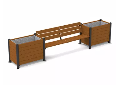 Jardinière-banc plus en bois tropical 380 cm