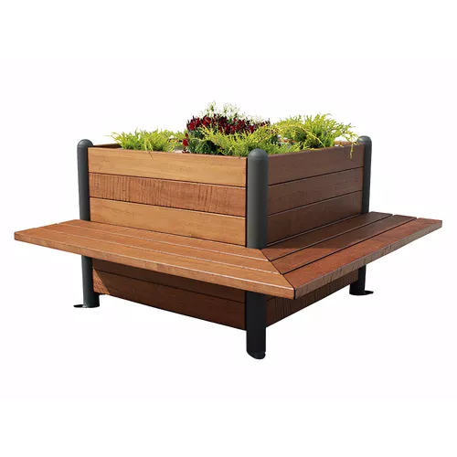 Jardinière-banc d'angle 135 cm en acier