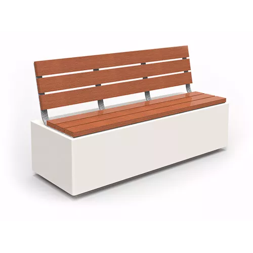 Banc Delta avec dossier en béton et bois tropical