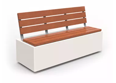 Banc Delta avec dossier en béton et bois tropical