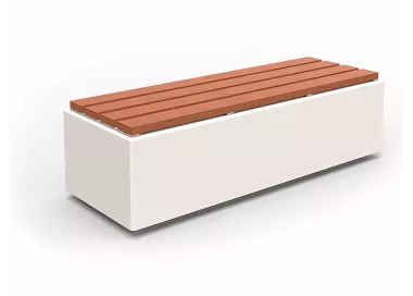 Banc Delta avec dossier en béton et bois tropical