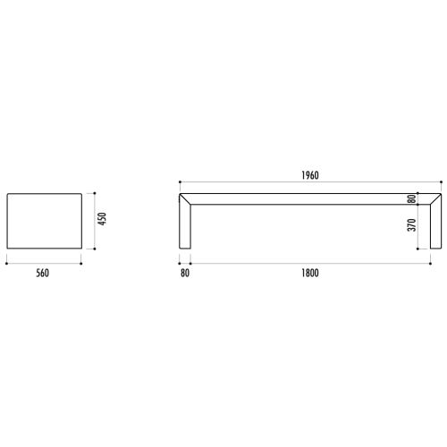 Dimensions de la banquette ZEUS métal